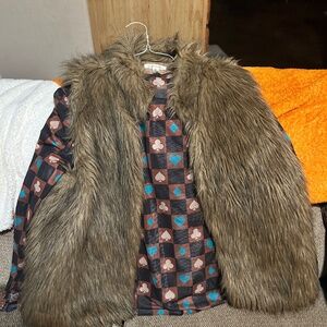 Brown fur vest